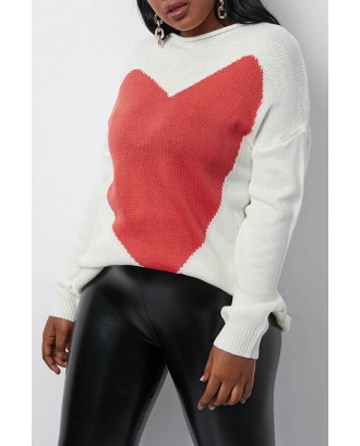 Lovely Trendy Heart White Sweater