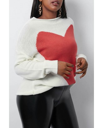Lovely Trendy Heart White Sweater