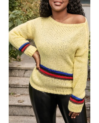 Lovely Casual Striped Yellow Sweater
