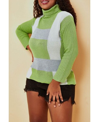 Lovely Casual Turtleneck Green Sweater