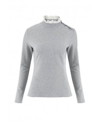 Lovely Trendy Patchwork Grey Sweater
