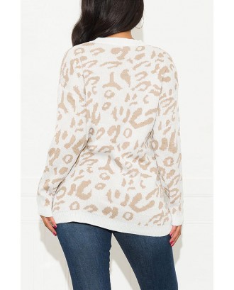 Lovely Casual O Neck Printed White Sweater