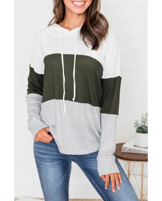 Lovely Trendy Hooded Collar Drawstring Army Green Sweaters