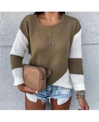 Lovely Leisure Patchwork Brown Sweater