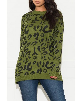 Lovely Casual O Neck Printed Green Sweater