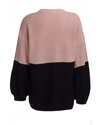 Lovely Casual Patchwork Light Pink Sweaters