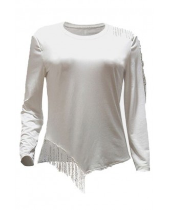 Lovely Trendy Tassel Design White T-shirt