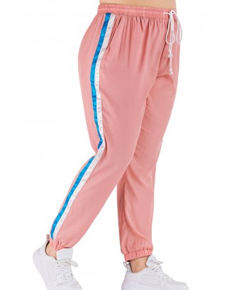 Lovely Casual Patchwork Pink Plus Size Pants