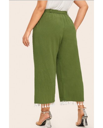 Lovely Casual Tassel Design Green Plus Size Pants