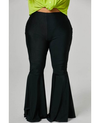Lovely Casual Flounce Design Black Plus Size Pants