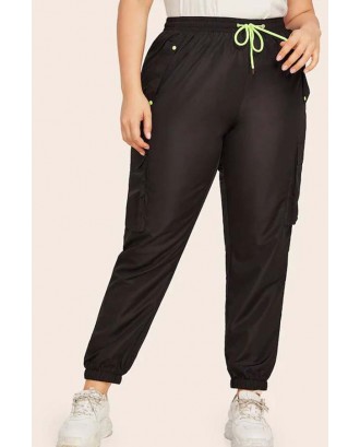 Lovely Casual Pockets Design Black Plus Size Pants