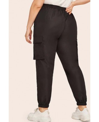 Lovely Casual Pockets Design Black Plus Size Pants
