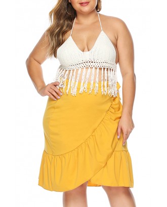 Lovely Stylish Ruffle Design Yellow Skirt