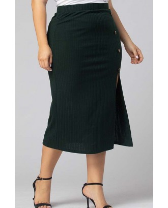 Lovely Casual Asymmetrical Blackish Green Plus Size Skirt