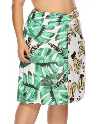 Lovely Stylish Banana Printed Patchwork Green Skirt