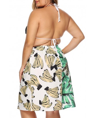 Lovely Stylish Banana Printed Patchwork Green Skirt