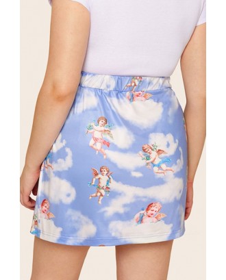 Lovely Stylish Angel Printed Skirt