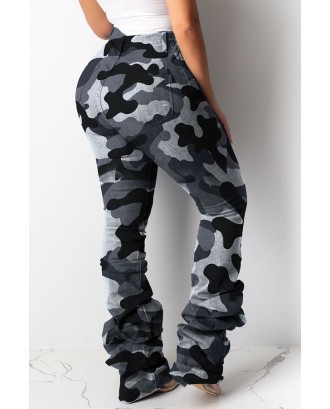 Lovely Casual Camouflage Printed Grey Pants