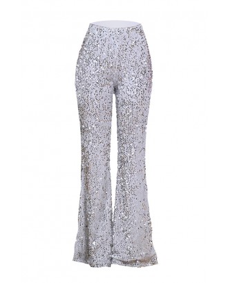 Lovely Casual Sequined Silver Pants