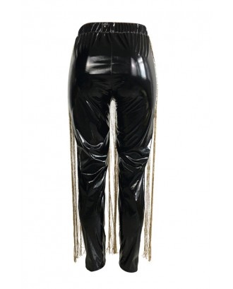Lovely Casual Tassel Design Black Pants