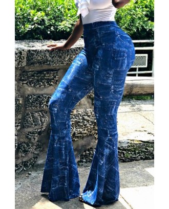 Lovely Casual Printed Blue Pants