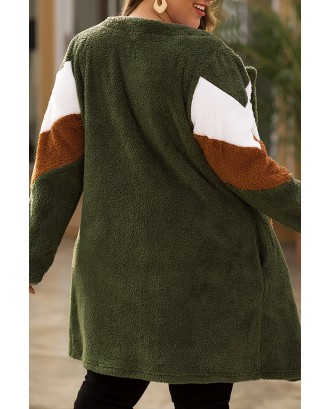 Lovely Casual Patchwork Army Green Plus Size Coat
