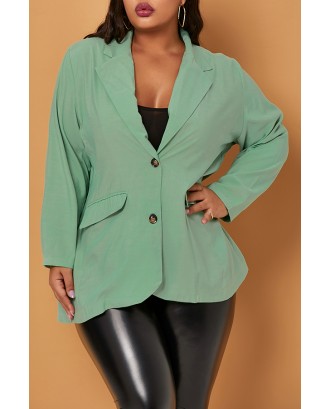 Lovely Trendy Basic Light Green Plus Size Blazer