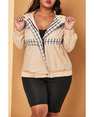 Lovely Casual Patchwork Apricot Plus Size Coat