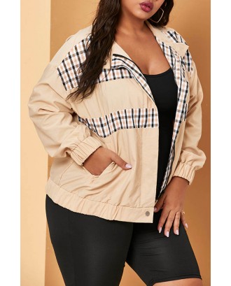 Lovely Casual Patchwork Apricot Plus Size Coat