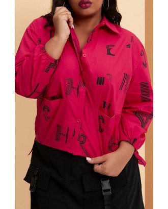 Lovely Casual Printed Red Plus Size Coat