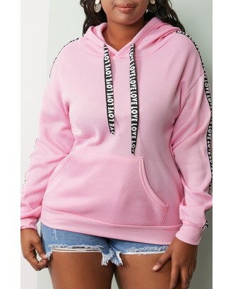 Lovely Casual Hooded Collar Letter Printed Pink Hoodies