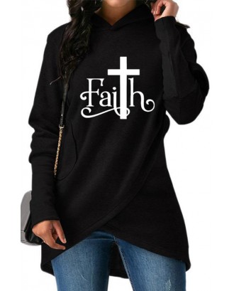 Lovely Casual Hooded Collar Letter Printed Black Hoodie