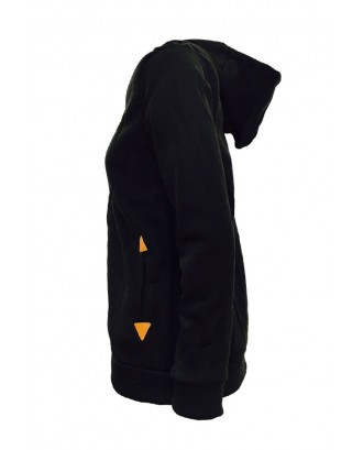 Lovely Leisure Hooded Collar Zipper Design  Black Hoodie