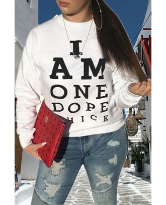 Lovely Casual Letter Printed White Sweatshirt