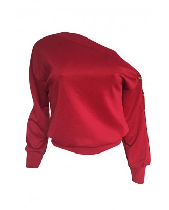 Lovely Trendy Long Sleeves Wine Red Sweatshirt Hoodie