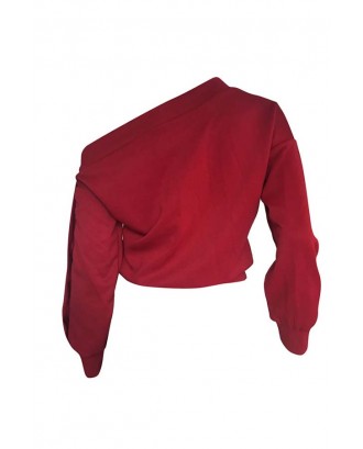 Lovely Trendy Long Sleeves Wine Red Sweatshirt Hoodie