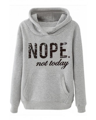 Lovely Casual Letter Printed Grey Hoodie
