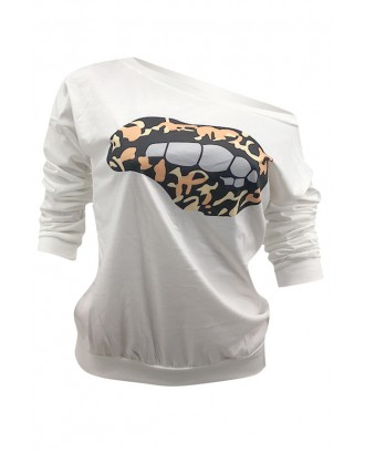 Lovely Casual Printed White Hoodie