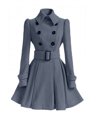 Lovely Casual Buttons Design Grey Trench Coat