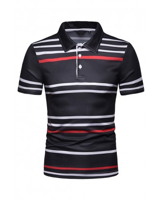 Lovely Casual Printed Black Polo Shirts