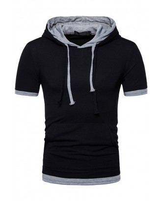 Lovely Casual Hooded Collar Black T-shirt