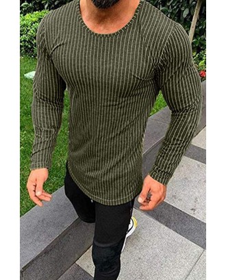 Lovely Casual Striped Green T-shirt