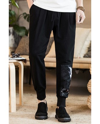 Lovely Casual Printed Patchwork Black Pants