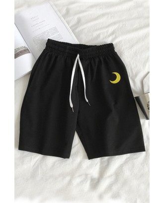 Lovely Casual Embroidered Design Black Shorts