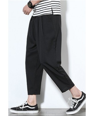 Lovely Casual Mid Waist Black Loose Pants
