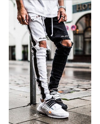 Lovely Street Patchwork Black And White Jeans