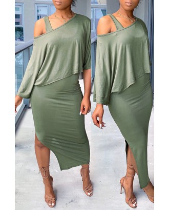 Lovely Trendy Hollow-out Green Two-piece Skirt Set