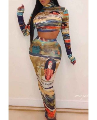 Lovely Casual Printed Multicolor Two-piece Skirt Set