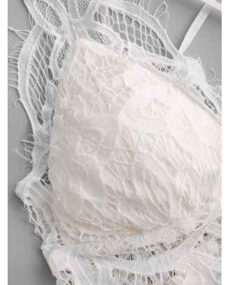  Eyelash Lace Cami Cropped Top - White