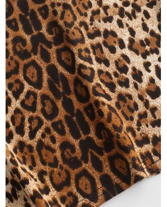  Leopard Tie Shoulder Cami Crop Top - Leopard S
